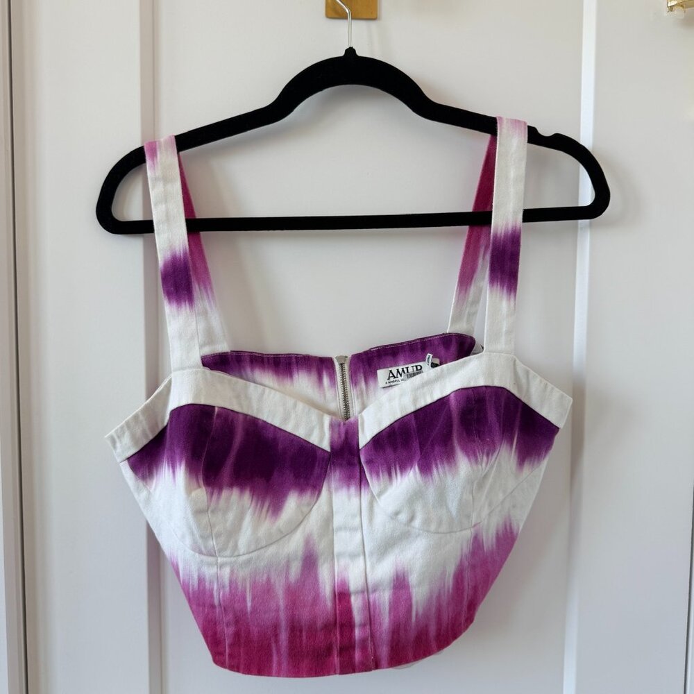 AMUR Purple White Tie Dye Corset Top